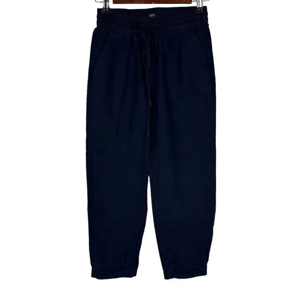 J. Crew linen-cotton drawstring pant size 00